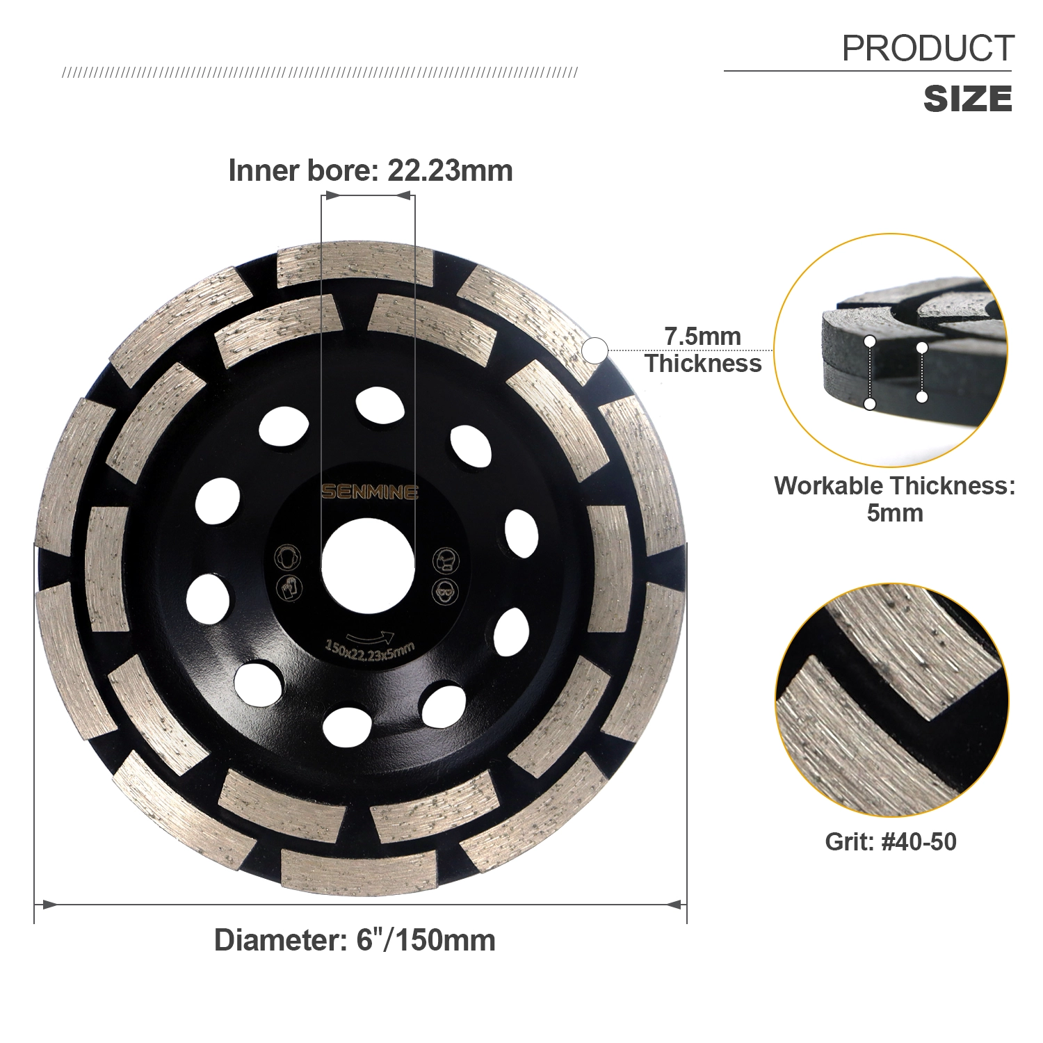 Diamond Cup Grinding Wheels Disc for Concrete Floor Grinder Polishing Disc 8 1 10