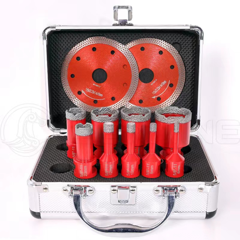 Tile Core Drill Bit Set-9 Pcs Vacuum Brazed Diamond Core Drill Bit + 2 Pcs Tile Cutter Saw Blade 7 Tile Core Drill Bit Set-9 Pcs Vacuum Brazed Diamond Core Drill Bit + 2 Pcs Tile Cutter Saw Blade - Image 4