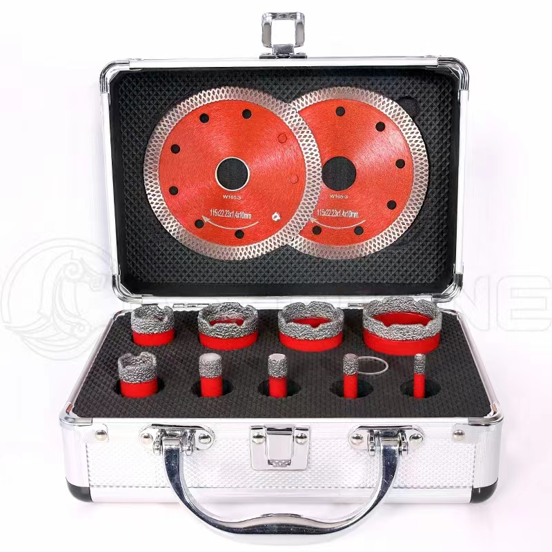 Tile Core Drill Bit Set-9 Pcs Vacuum Brazed Diamond Core Drill Bit + 2 Pcs Tile Cutter Saw Blade 6 Tile Core Drill Bit Set-9 Pcs Vacuum Brazed Diamond Core Drill Bit + 2 Pcs Tile Cutter Saw Blade - Image 3