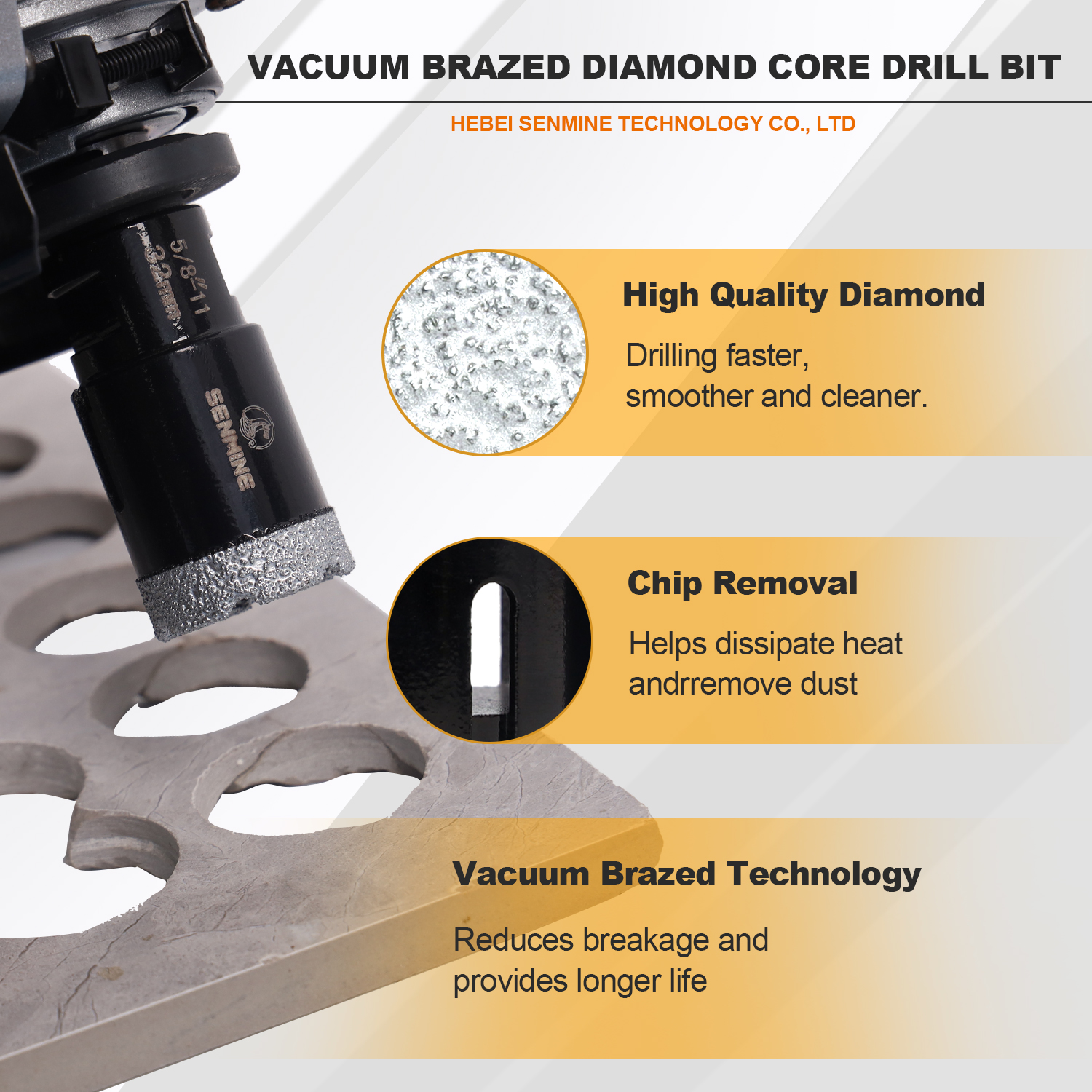 Vacuum Brazed Diamond Core Drill Bit Set D6650Z 11 10008 4