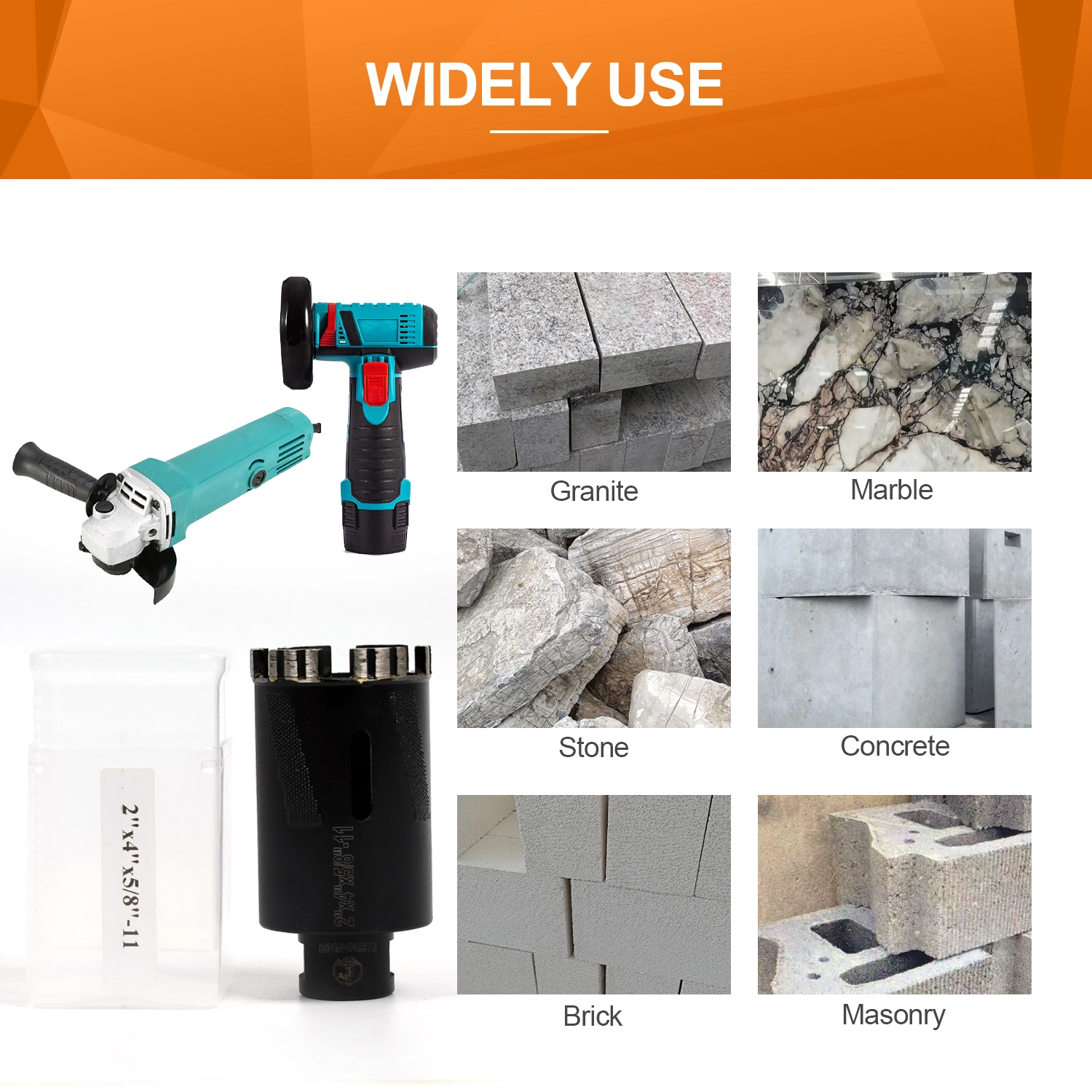 5/8-11 or M14 Thread Sintered Diamond Core Drill Bit for Granite 8 5/8-11 or M14 Thread Sintered Diamond Core Drill Bit for Granite - Image 5